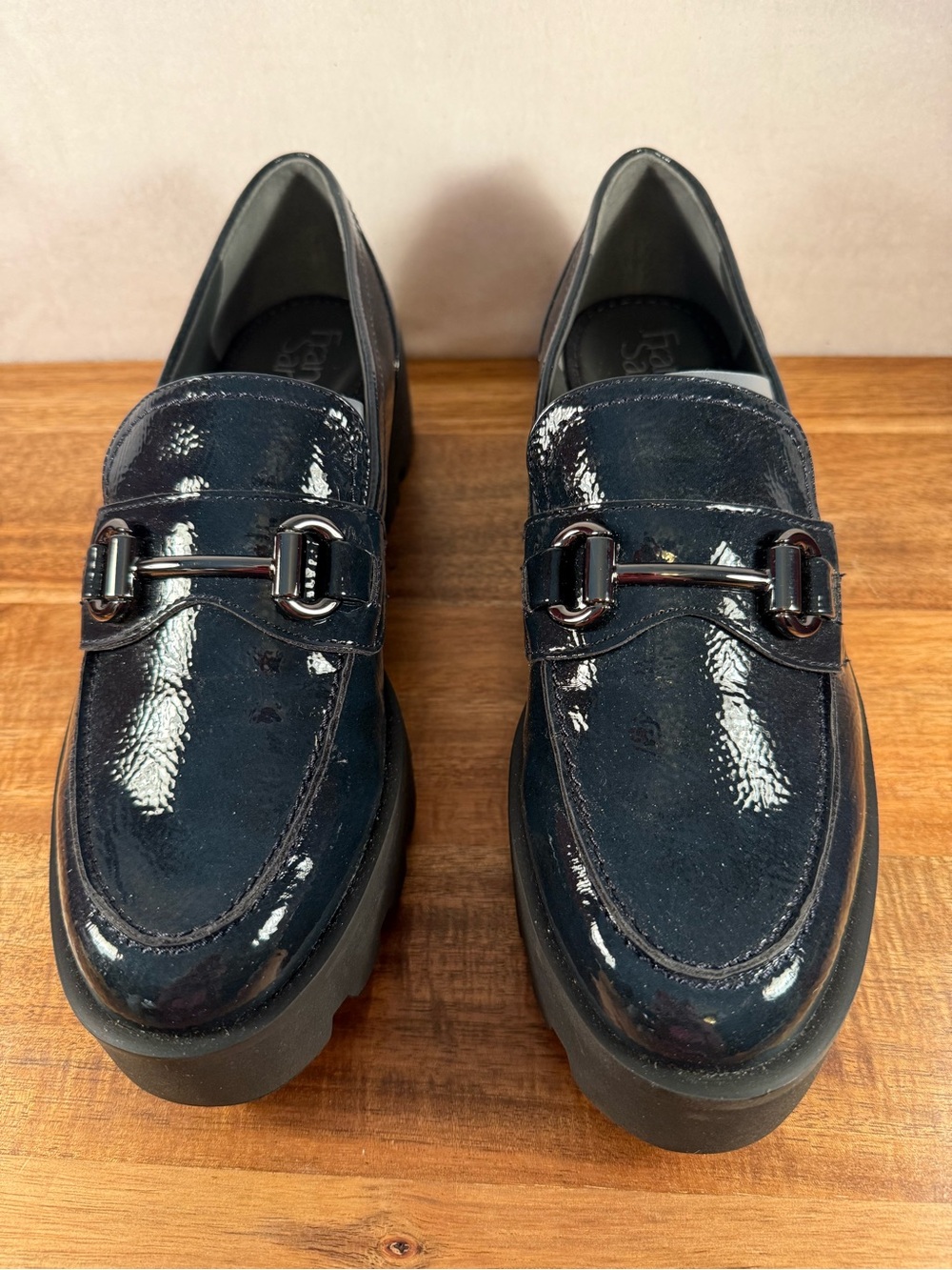 Franco Sarto Bergamot Navy Patent Loafers Size 7.5 NWOT